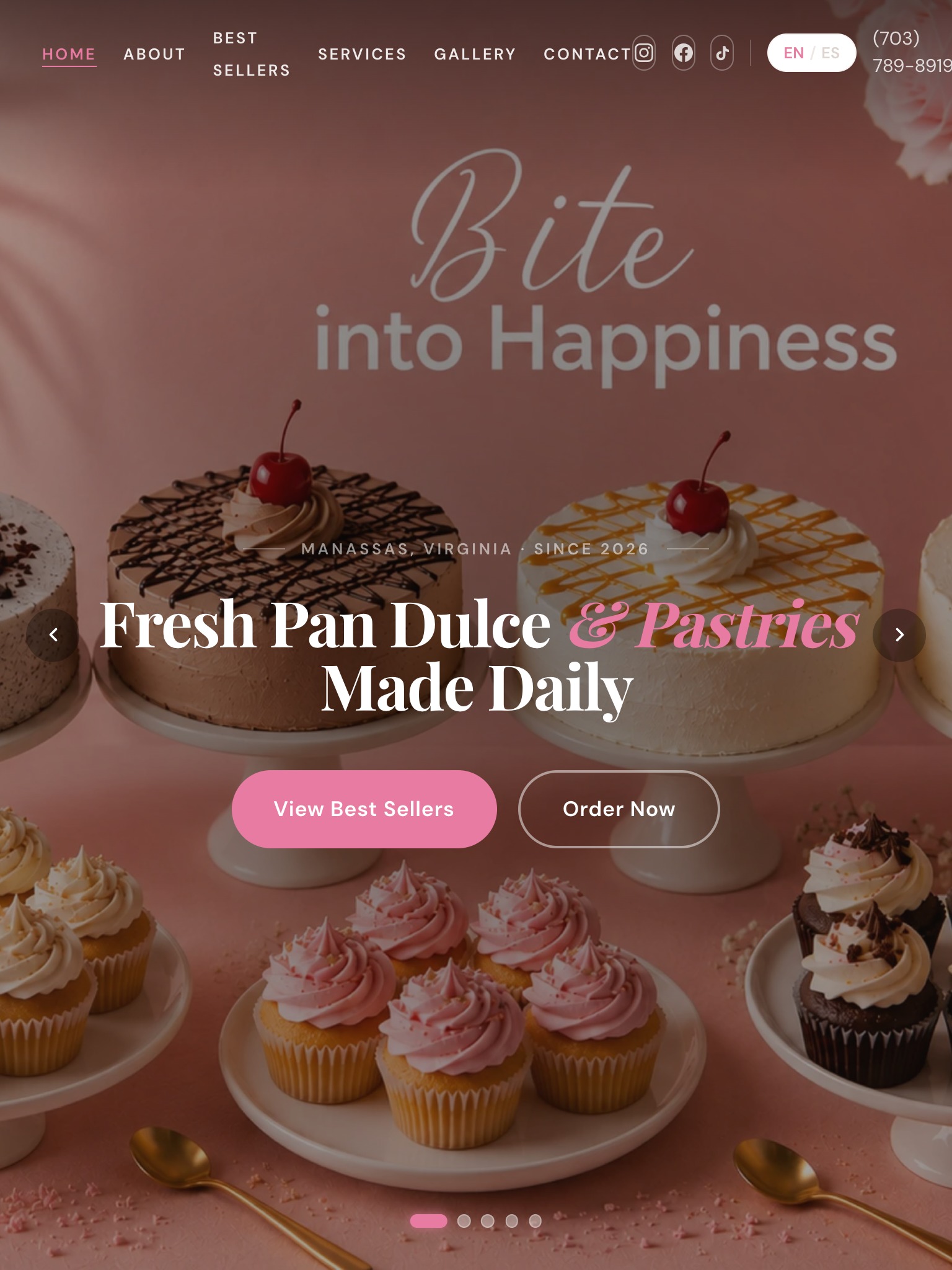 Lorena's Bakery website — tablet view built by LevelUp Local
